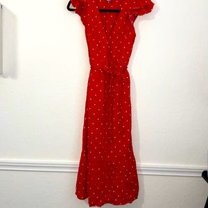 Red polka dotted maxi dress. Old navy, size XS.
